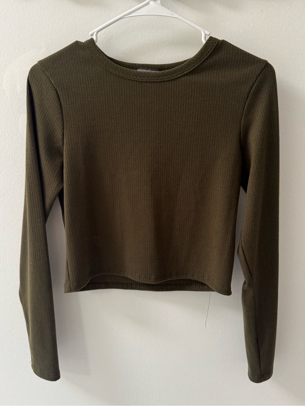 Olivia Rae Olive Green Ribbed Long Sleeve Crop Top
